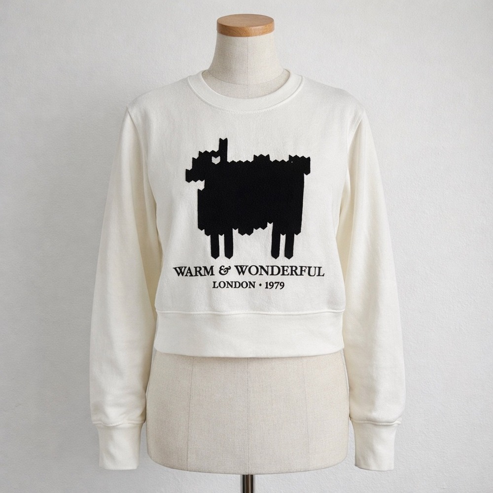 Warm & Wonderful London 1979 Black Sheep Cropped‎ Sweatshirt White Womens Small